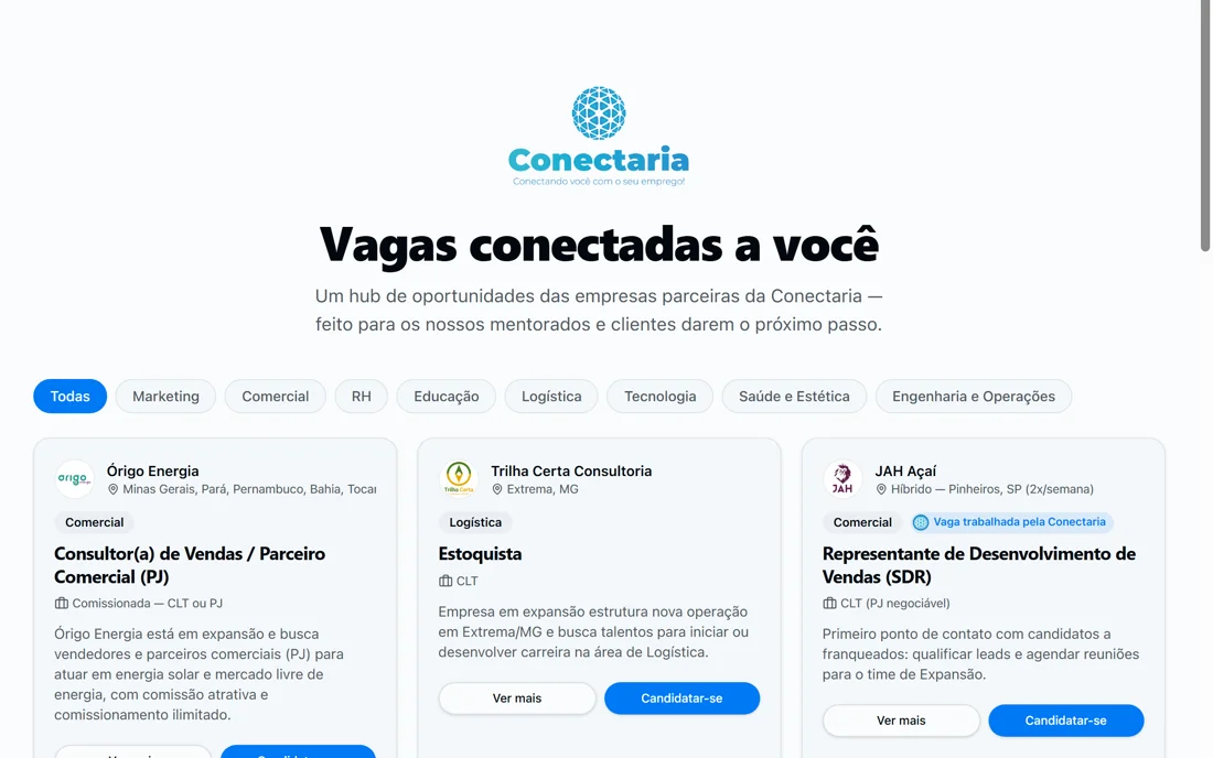 Hub de vagas da Conectaria